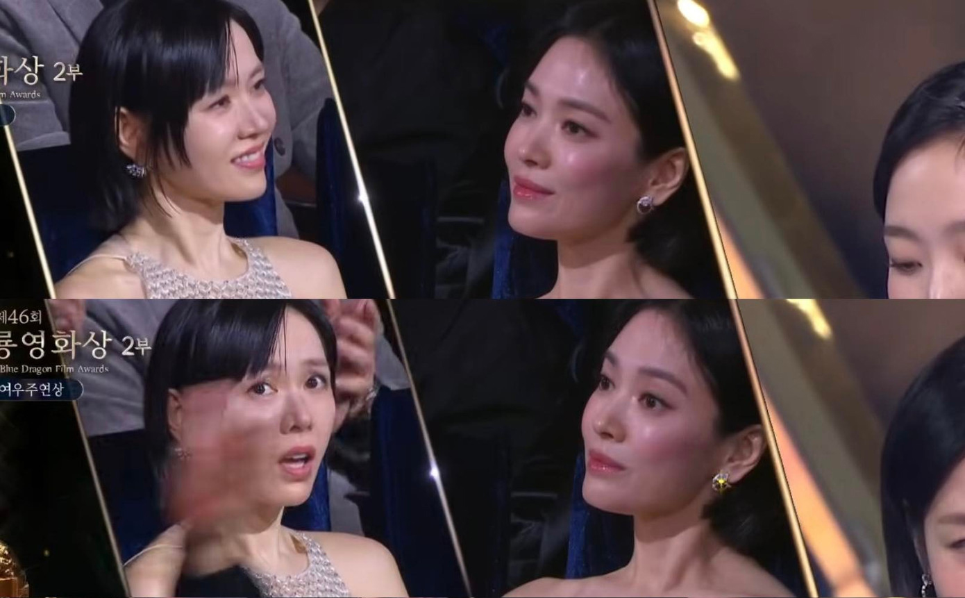 Biểu cảm của Song Hye Kyo khi Son Ye Jin thắng giải gây sốt.