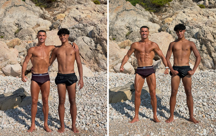 Cha con Ronaldo khoe body săn chắc