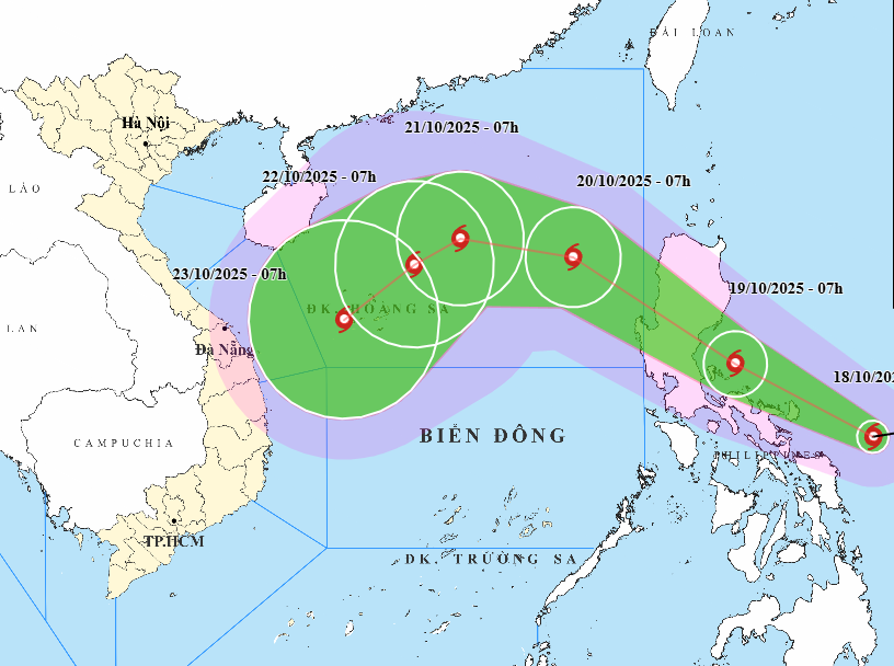 Dự báo về đường đi của bão Fangshen.