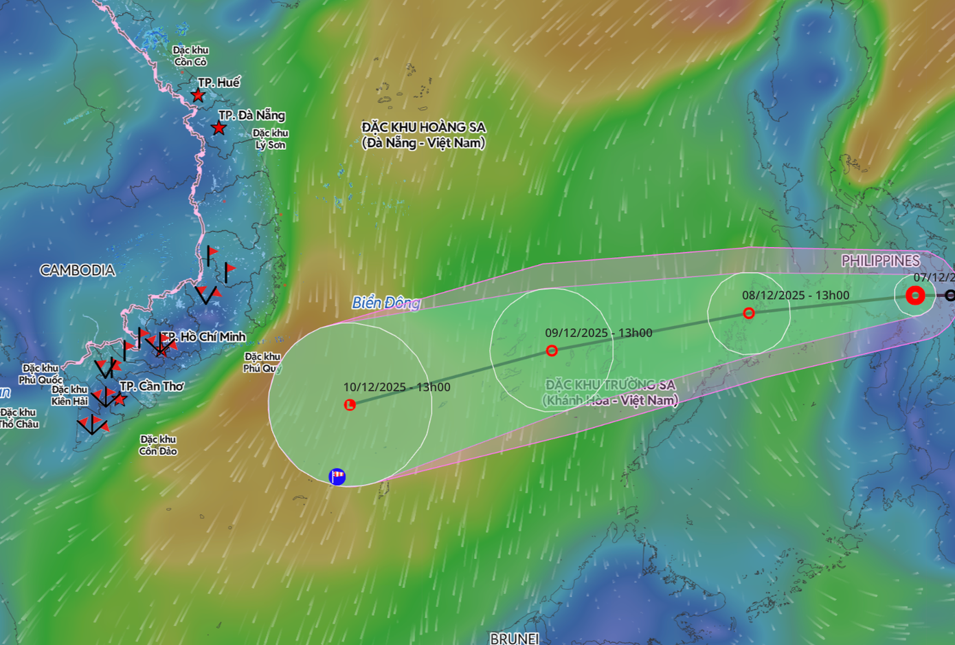 Dự báo đường đi của áp thấp nhiệt đới.