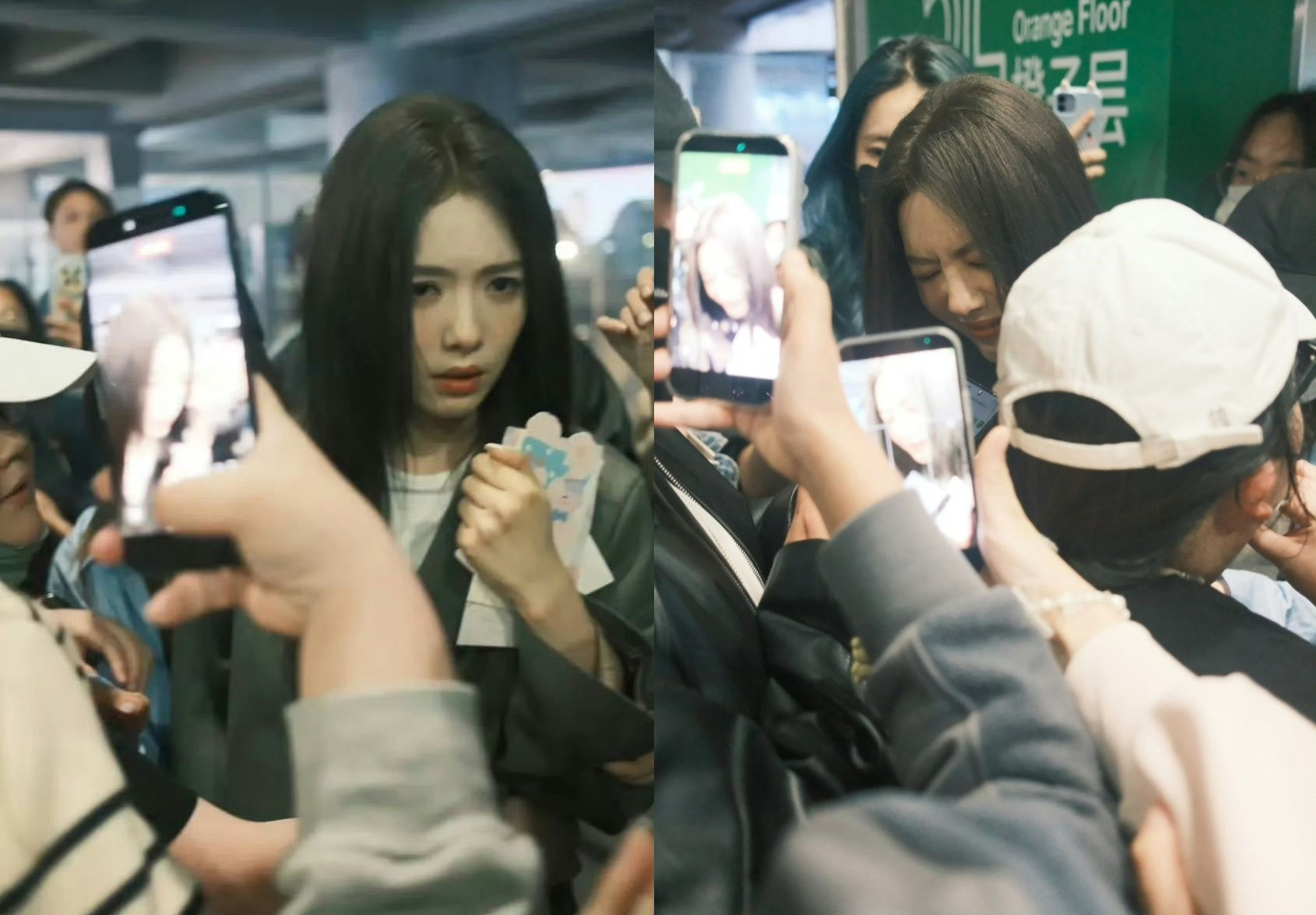 Nữ diễn viên Thái Văn Tịnh bật khóc giữa sân bay.