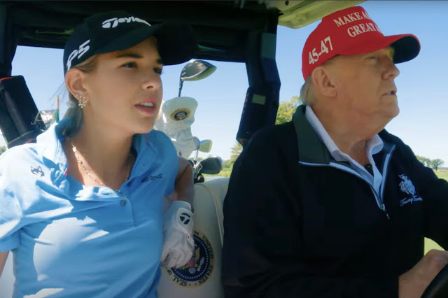 Ông Trump và cháu gái nói về Barron khi đi chơi golf.