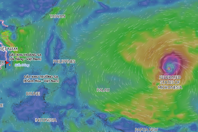 Quỹ đạo của cơn bão trên khu vực Tây Bắc Thái Bình Dương