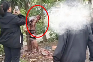 Chú rể bị lột đồ, dội nước tương, ném trứng rồi trói lên cây