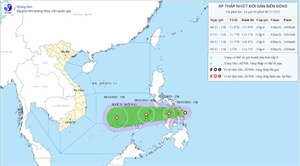 Dự báo quỹ đạo và cường độ áp thấp nhiệt đới phát lúc 14h ngày 6/12