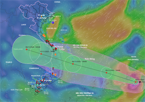 Dự báo về đường đi và vùng ảnh hưởng của bão Kalmaegi.