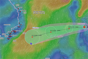 Dự báo đường đi của áp thấp nhiệt đới.