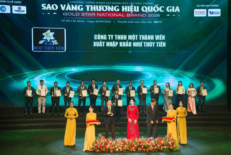 CEO Nguyễn Như Thủy Tiên tại lễ vinh danh Sao Vàng Thương Hiệu Quốc Gia 2026