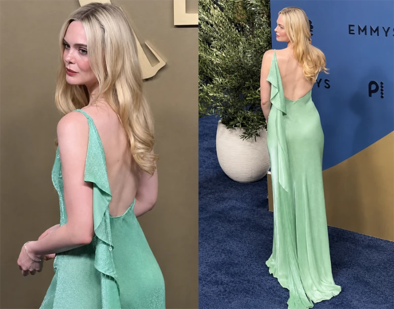 Elle Fanning gây chú ý trên thảm đỏ Emmy với thiết kế màu xanh ôm dáng