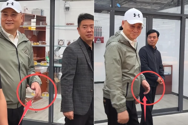 Trì Trọng Thụy gây chú ý khi xuất hiện. Cánh tay trái của ông gần như bất động