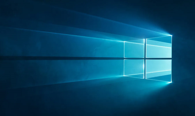 Hình nền mặc định Windows 10 có ánh đèn chiếu